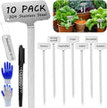 304 Stainless Steel Plant Markers, 10 Waterproof Metal Plant Label Stakes with 10 Tag Buckles & Marker Pen, 12.75" Garden Markers for Outdoor Indoor Plants Identification.