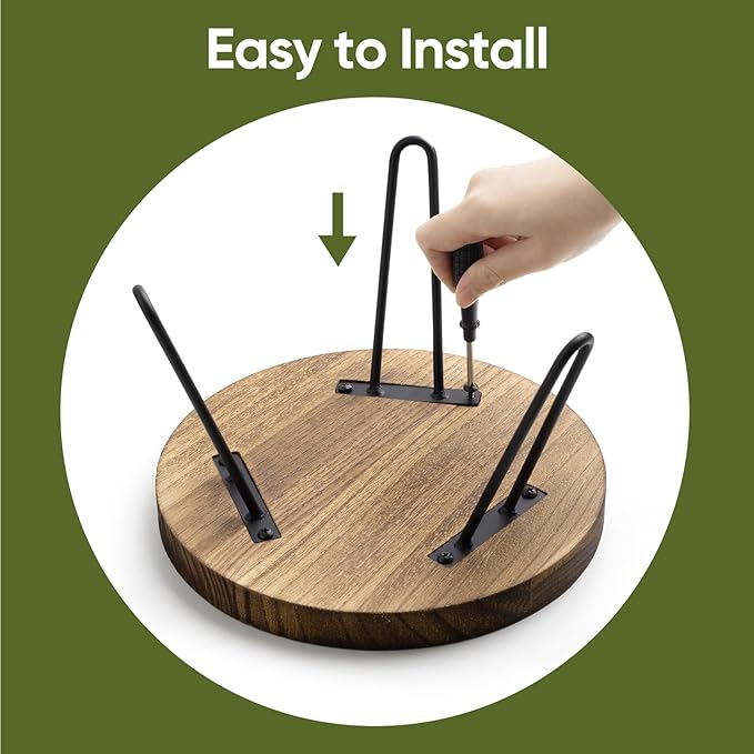 ROSSNY Small Indoor Plant Stand Stool: Fits for Under 10" Wide Pot - Wooden Plant Stool - Single Tier Short Round Plant Stool - Mid-century Modern Style for Indoor Outdoor Home Garden Décor, Dark Brown, 3 Pack (Without Pot)
