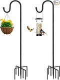 ANIDEER 84" Shepherds Hooks for Outdoor, Heavy Duty Garden Bird Feeder Pole Hanging Bird Feeder, Solar Light Lanterns, Outdoor Plant Hanger Hook with 7 Base Prongs, 2 Packs