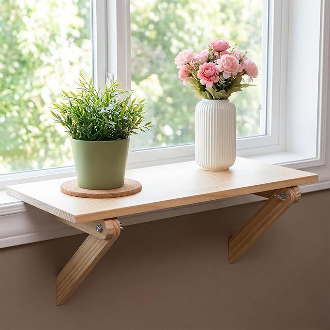 Colingmill Window Sill Plant Shelf 23.6 x 11 Inch Adjustable Window Sill Extender for Indoor Plants Shelf Cat Perch Easy Installation Without Damage for Micro Greens Seed Starter Pots Herb Planters