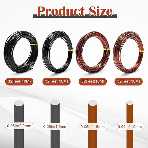 Bonsai Training Wire Kit for Bonzai Trees Indoor, Bonsai Wire Kit, Aluminum Wire for Handicrafts, Bonsai Tool Set with Cutter Size of 1-mm, 1.5-mm, 2-mm