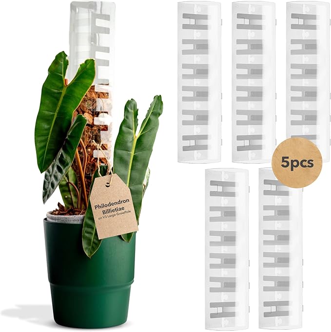 THICCLY V3 GrowPole Large 5 Pcs - Front Opening Plastic Moss Poles for Climbing Plants, D-Shaped Moss Pole for Monstera Plant Support Plant Climbing Pole, Plastic Plant Pole Support for Philodendron