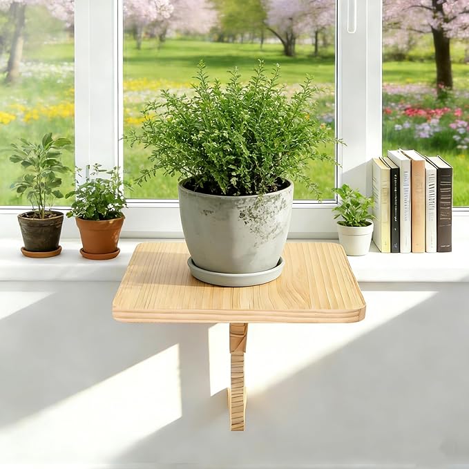 2026 Upgrade Window Plant Shelves, Adjustable No-Drill Window Shelf for Plants, Window Sill Extender for Plants, Heavy-Duty Window Table for Indoor Window Gardens, Renter Friendly Window Shelf