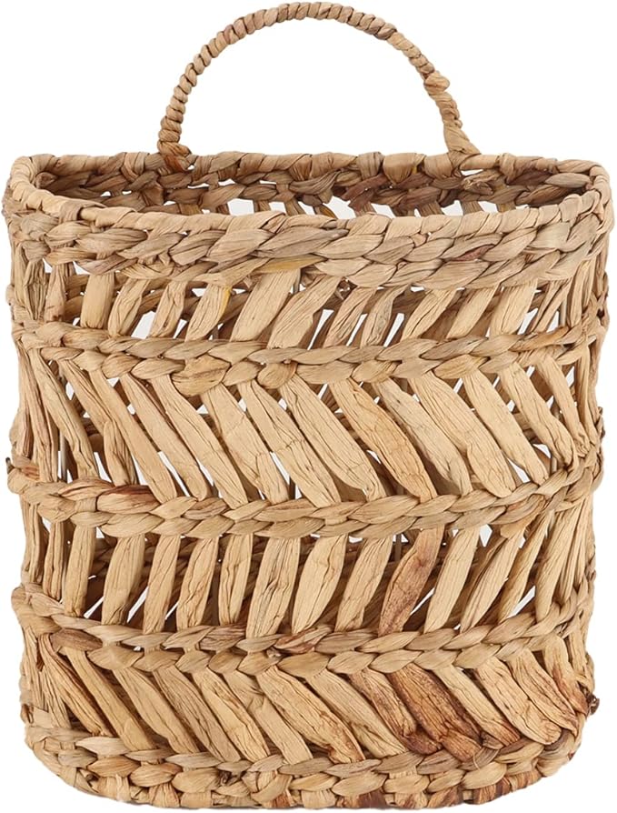 SHCMSADO Wicker Hanging Basket Handmade Woven Hanging Storage Basket Natural Wicker Decorative Baskets for House Garden Wedding Wall Decorations,12*5*12
