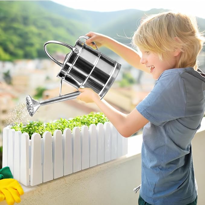 3 Gallon Metal Watering Can, Plants Stainless Steel Watering Pot with Long Spray Spout, Indoor Watering Can, Easy-Pour Flower Cans Outdoor Garden Large Capacity Ergonomic Handle, for Outdoors (8L)