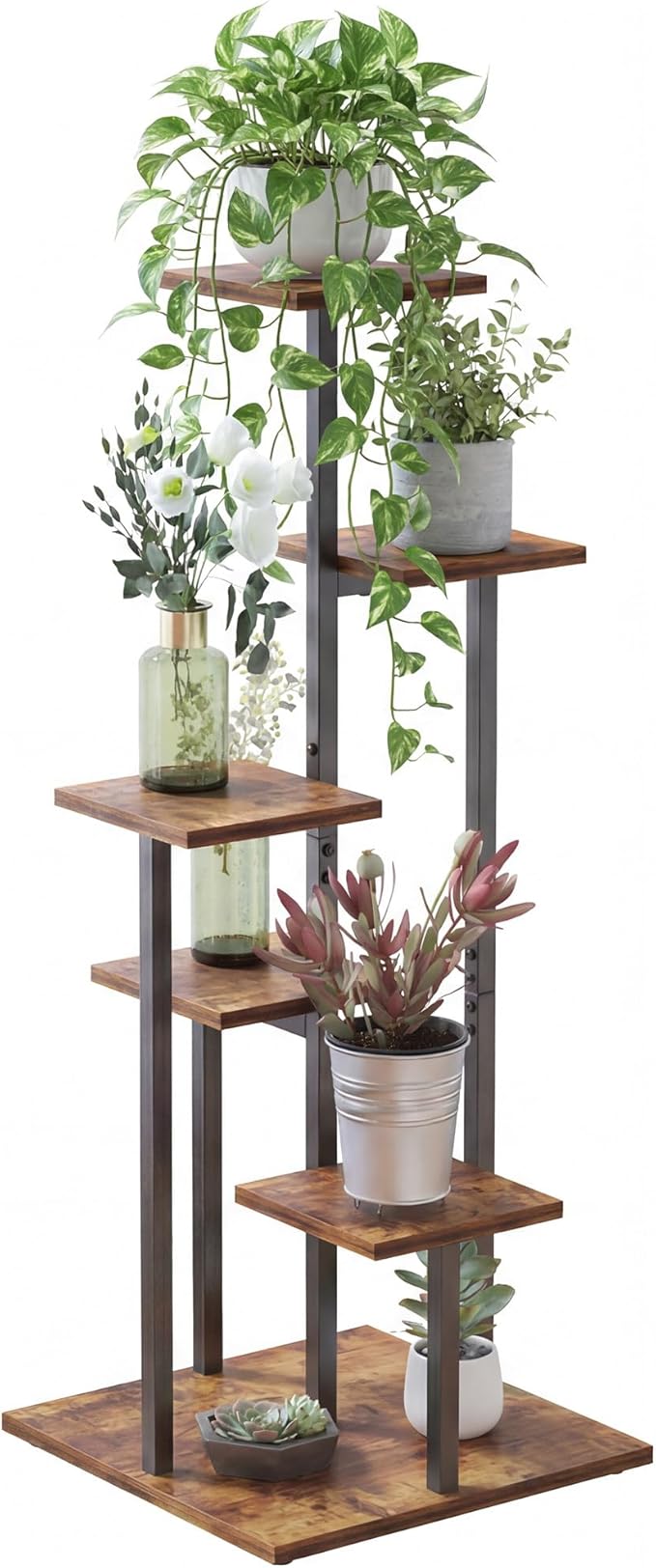 5 Tier Plant Stand Indoor, Tiered Plant Stands for Indoor Plants Multiple, Corner Flower Stand for Living Room, Multi-Layer Vintage Design Plant Shelf