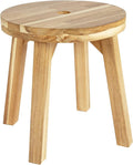 ARROWSTONE Wooden Round Stool 12 inches with Handle Hole – Solid Wood for Bathroom, Kitchen, Patio, Makeup stools & Indoor uses, Compact & Water-Resistant