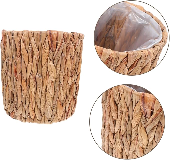 Cabilock Straw Planter with Liner Stylish Indoor Plant Container for Home Gardening