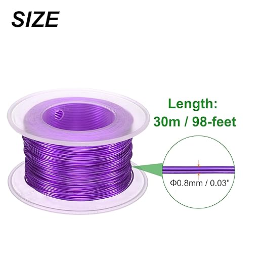 HARFINGTON Bonsai Wire Anodized Aluminum Training Wire Roll 0.8mm Gauge 98ft Length Bendable Bonsai Tree Wire for Garden, Horticulture, Landscape, Planting, Dark Purple
