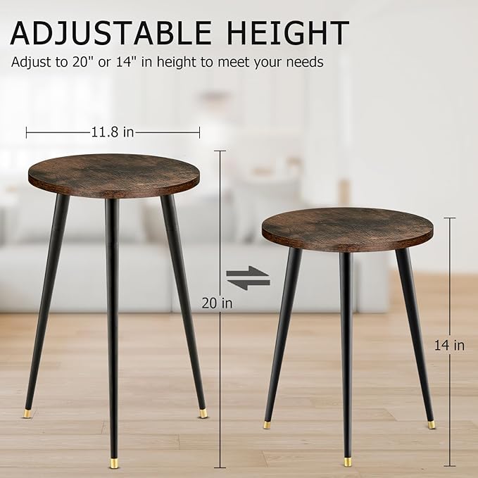 KINNARY Tall Plant Stand Indoor, Mid Century Wood Plant Stand Plant Table for Flower Pots, Heavy Duty Metal Plant Holder, Modern Home Decor Small Round Side End Table (11.8"x20")