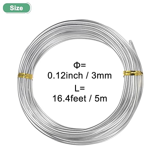 M METERXITY 3mm Bonsai Training Wire, 16.4 Feet Total Anodized Aluminum Bonsai Wires for Bonsai Tree Shaping/Branches Fixing/Trunk Holding/DIY Crafting [Silver]