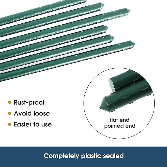 NANOPRETTY 6 FT Garden Stakes for Outdoor Plant Support, 0.78 inch Diameter Plant Stake Sticks Metal Poles for Pole Beans Cucumber Tree Climbing Plants Gardening Supplies 10 Pack