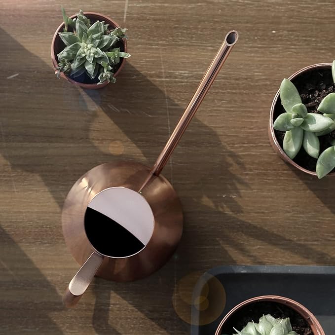 Copper Colored Watering Can, Long Spout Watering Can Vintage Watering Can Decorative Watering Can Pot Capacity 45 Oz/1.3L/0.3 Gallon for Indoor Plant Flower Watering