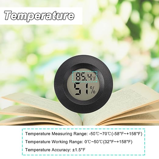 Mini Hygrometer Digital Thermometer Humidity Meter 4 Pack Hygrometer Thermometers Indoor/Outdoor Humidity Monitor Reptile Thermometer for Greenhouse Garden Cellar Fahrenheit(℉)/ Celsius(℃)