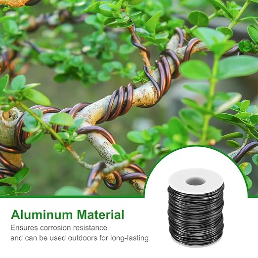 HARFINGTON Bonsai Wire Anodized Aluminum Training Wire Roll 2mm/12 Gauge 98ft Length Bendable Bonsai Tree Wire for Garden, Horticulture, Landscape, Planting, Black
