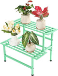 Dipion Metal Plant Stand Outdoor Plant Shelf Indoor,2 Tier Heavy Duty Ladder Plant Stands for Multiple Plants,26" L x 20.25" H x 17.75" W,Mint Green