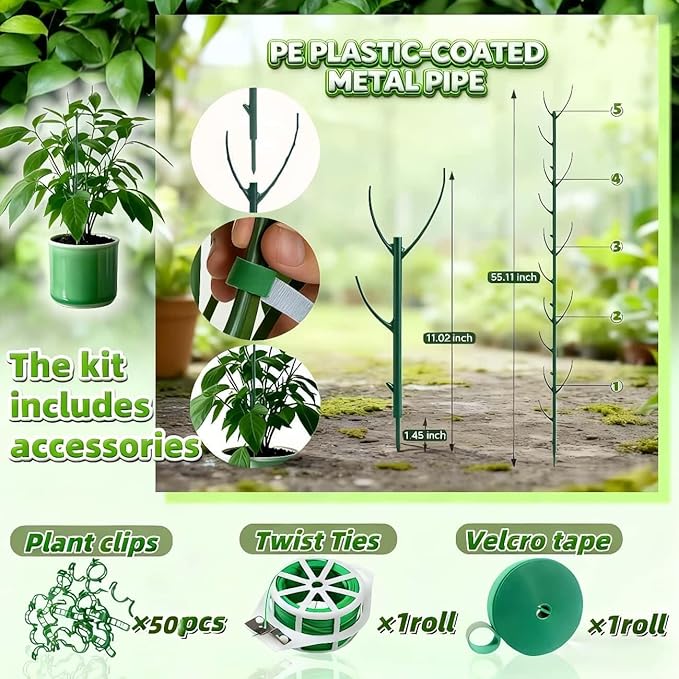 10 Pack Stackable Monstera Plant Support, Garden Plant Support Stakes for Indoor Outdoor Plants, Climbing Plant Support Structures Plant Holder Stick Moss Pole for Support Tall Potted Plants