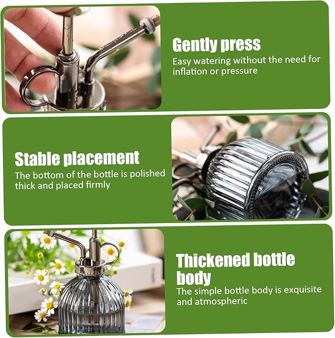 Plant Mister Pumpkin-Shaped 3x6 Vintage Green Color Plant Mister Spray Bottle with Handle Fine Mist Glass Spray Bottle for Indoor, Succulent