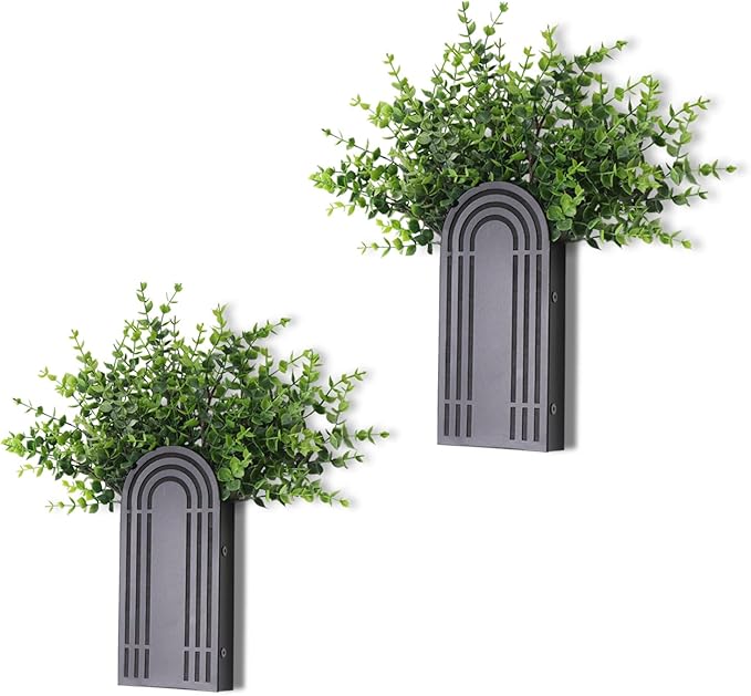 OYEFLY 2 Pcs Metal Wall Planter (Black)