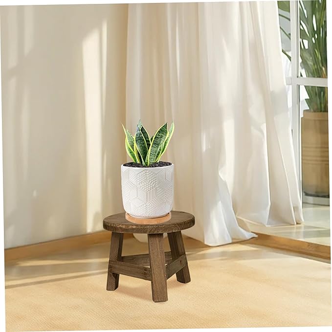 Plant Stool, 7x6 Inch Round Wooden Plant Stool, Rustic Decorative Small Wooden for Indoor Bonsai Pot, Home, Garden, Patio, Stands