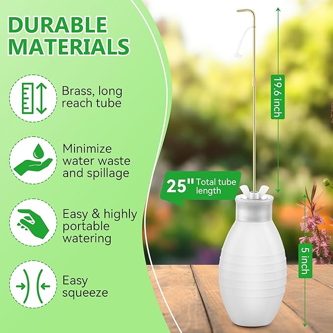 Squeeze Bottle for Hanging Plants, 19" Long Spout Plant Watering Bottle, Easy Squeeze Indoor/Outdoor Watering Can Alternative, Precise Sprinkling for Hanging Baskets, Houseplants(14 oz)