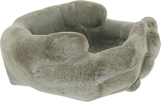 The Bridge Collection Cupped Hands Sculpture Cement Wall Planter Pot