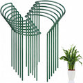 FEED GARDEN 12 Pack Plant Support Stakes, Peony Cages and Supports, Metal Garden Plant Stake(10" Wide x 16" High) Green Half Round Plant Support Rings for Outdoor Indoor Plants, Tomato, Hydrangea