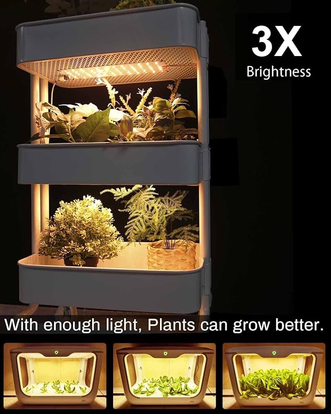 Grow Light,20W Ultra-Thin LED Grow Lights for Indoor Plants Full Spectrum, 6/10/12H Timer Plant Light, 132 LEDs Under Cabinet Plant Growing Lamp Strip for Seedlings, Veg, Flower 2-Pack