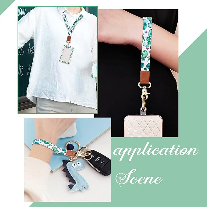 SUNNYCLUE 1 Box ID Badge Holder with Lanyard Vertical Badge Holders Breakaway Rectangle Lanyards for ID Badges Green Cactus Hard Plastic Case 2 Styles Straps with 360 Lobster Clasp Office Name Tags