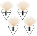 Jexine 4 Pcs Plant Wall Decor Diamond Shape Hanging Planters with Artificial Plants Geometric Wall Decor Metal Hanging Vase Indoor Holder for Living Room Bathroom Home(Pampas)