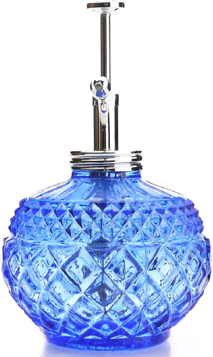 Plant Mister- Blue Glass Bottle & Brass Sprayer (Chrome)