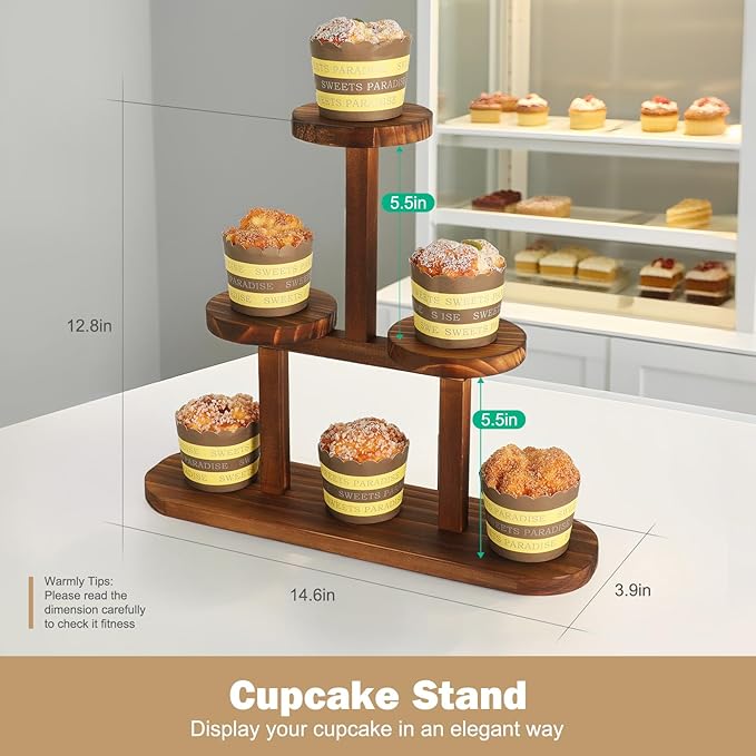 3 Tier Wood Table Top Plant Stand,Small Windowsill Plant Shelf Desk Succulent Stands, Mini Flower Stand Holer Rack for Desktop,Countertop,Window,Kitchen,Office ,Corner,Round,Narrow,Walnut Color
