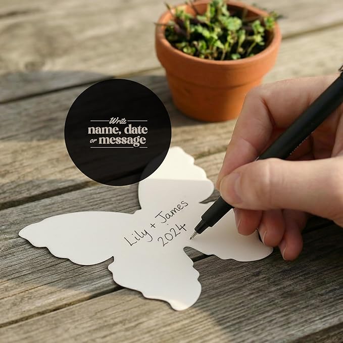 Set of 12 Pink Butterfly Seed Paper – Writable & Plantable Wildflower with Envelope & Planting Guide, Mom's Gift for Mother’s Day, Use for Wedding, Baby Shower, Heart Party Favors & Easter Decor