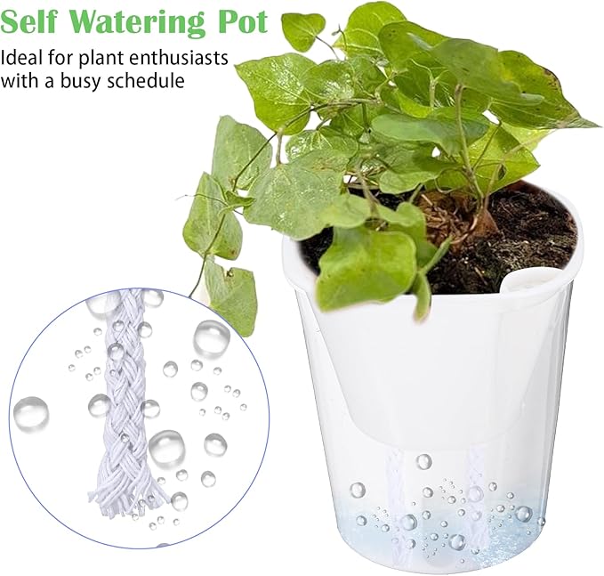 20 Sets 3" Self Watering Pots, White Self Watering Planters for Indoor Plants, Small Plastic Self Watering Garden Pots with Level Indicator and Vents for House Plants, Flowers
