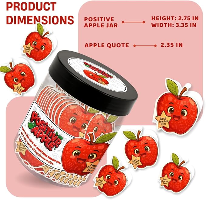 Positive Apple Jar with 60 Daily Affirmation Cards, Emotional Support Apple Gift, Apple Cards, Funny Gifts