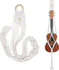Macrame Ukulele Hanger Wall Mount - Handwoven Holder for Soprano Ukulele, Boho Wall Decor, Natural Cotton Rope with Protective Padding
