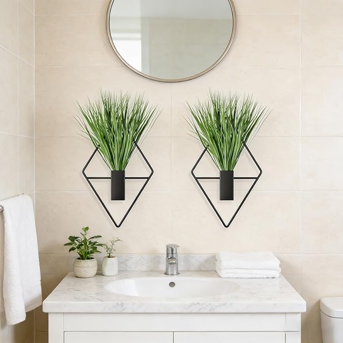 2pack Modern Geometric Wall Mounted Plant Holders for Indoor Decoration Iron Art Hanging Flower Pots Rustproof Wall Hanging Planter