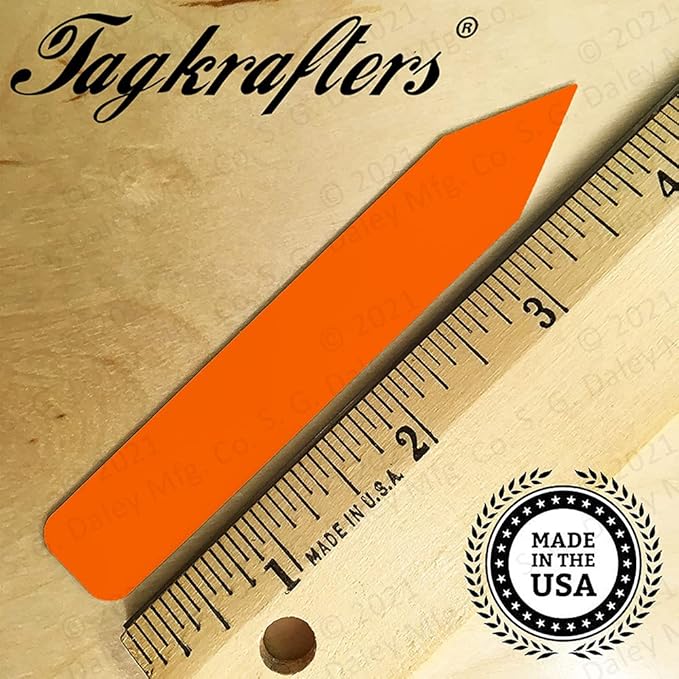 4" x 5/8" Orange Premium Pot Stakes - 400 Pcs - Plastic Plant Tags and Labels - Nursery Garden Tree Labels Waterproof Writeable | Made in The USA |