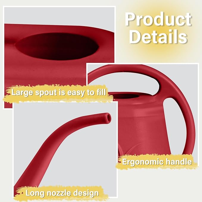 Hand Watering Can - for Home Plant Garden - 1/2 Gallon - Wine Red