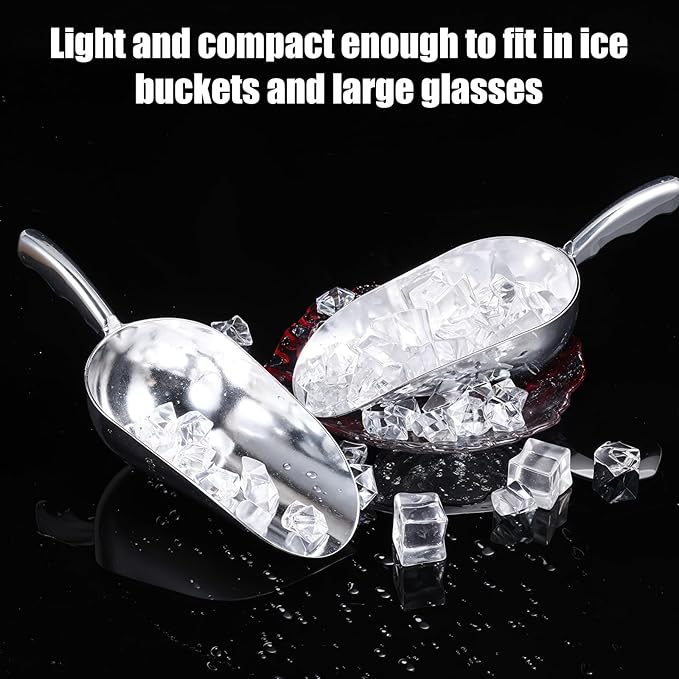 2 PCS Aluminum Ice Scoops, Cast Aluminum Utility Scoops, 12-Ounce, Food-Grade, Good for Home and Commercial Use of Bar, Ice, Flour Utility Scoop, Ice Scoop for Ice Machine, Hand-Wash Recommended