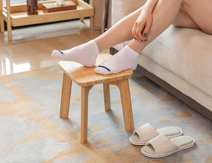 Bamboo Wooden Step Stools for Adults Anti-Slip Kids Stool 300lbs Capacity, Great for Kitchen Bathroom Bedroom