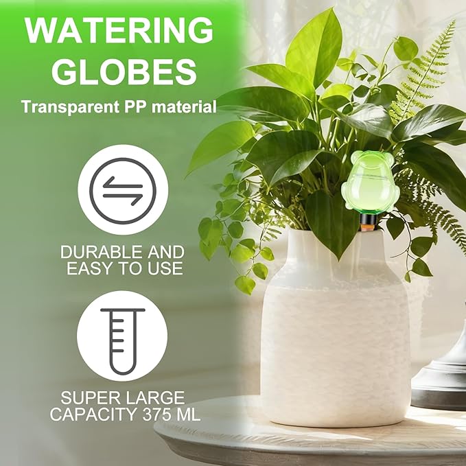 3Pcs Frog Plant Self Watering Globes for Indoor and Outdoor Plastic Water Bulbs Top Fill Plant Watering Globes Slow Release Terracotta Plant Watering Devices System for Plants, Green