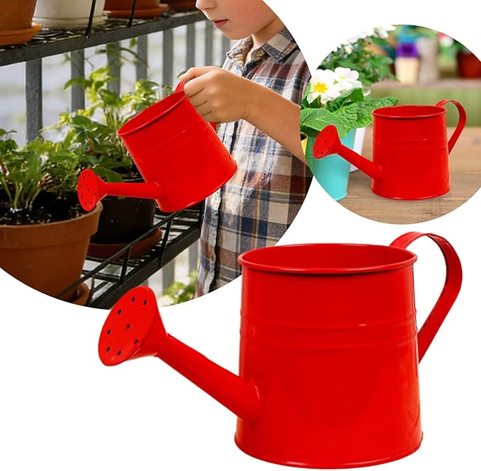 1.6L Watering Can for Indoor Outdoor Plants, Modern Small Watering Cans, Metal Flower Watering Can, Long Spout Watering Can-Colorful Plant Waterer for Indoor Bonsai Plants Garden Flowers (Red)