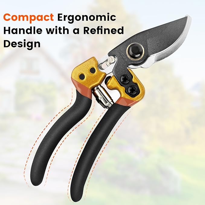 Professional Pruning Shears, Japanese SK5 Steel Blades for Precise Trimming, Bypass Pruners, Heavy Duty Garden Clippers for Branch Cutting, Bonsai, and Gardening