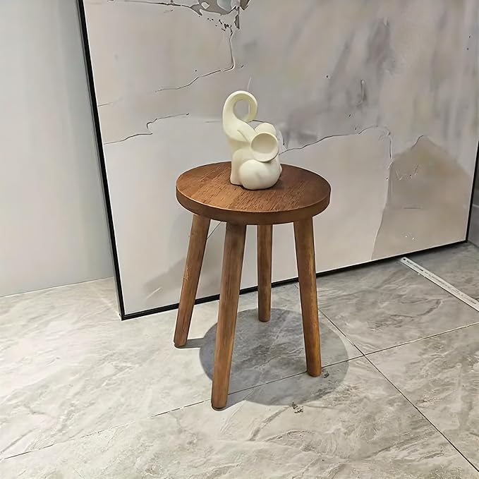 Stools Chair dining chair Dressing wooden stool shower stool Stool Kitchen Bar Stool Side wood Table Round Wooden Bedroom Living Room Dining Table Dining Room Bar plant stand (walnut color)
