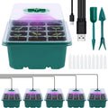 5 Pack Seed Starter Kit with Grow Lights & 3.9" Humidity Domes, 72 Cells Indoor Germination Trays, Full Spectrum Adjustable LED, Reusable Plant Starter System for Year-Round Gardening