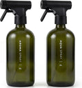 MAISONOVO Glass Spray Bottles for Plants - 16.9 fl oz Dark Green x 2 with 16 Labels