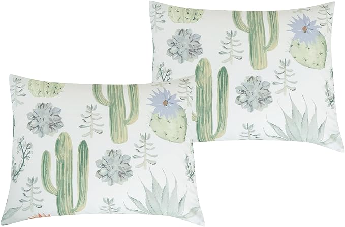 Chezmoi Collection Cereus 3-Piece Southwestern Serene Desert Comforter Set - Green Blue Cactus Succulent Plant Printed Washed Microfiber Bedding, Full
