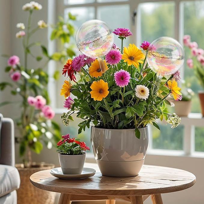 6 Pack Plant Watering Globes,Iridescent Rainbow Glass Self-Watering Bulbs,Large Watering Globe Planter Insert for Indoor & Outdoor Plants,DIY,Flowerpot,Hanging Plants,Home Garden