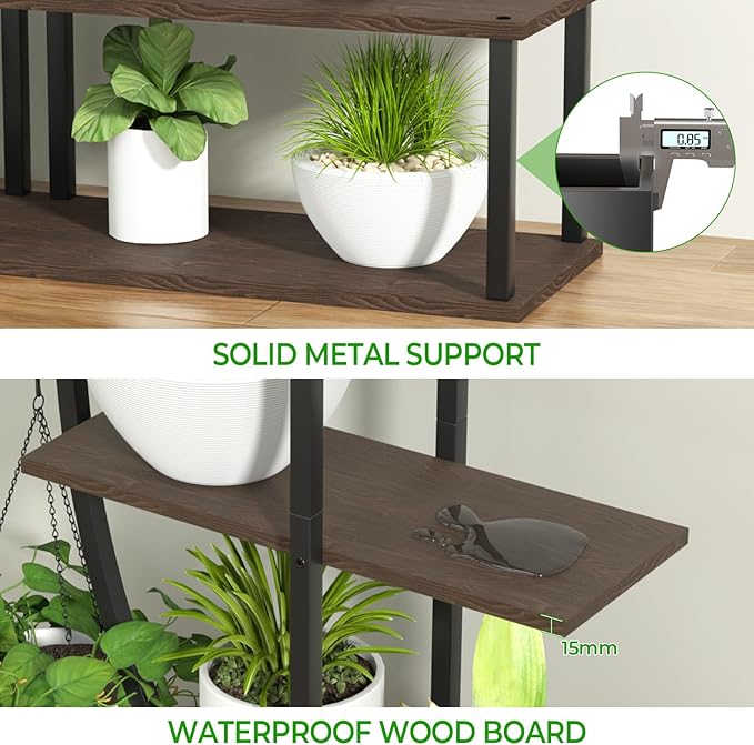 Plant Stand Shelf Indoor with 6 Grow Light, 7 Tiered 65" Tall Black Large Half Moon Lighted Plant Rack Holder, 2 Pack Big High Circular Arch Multi Herb Stand with Built in LED Grow Light Set